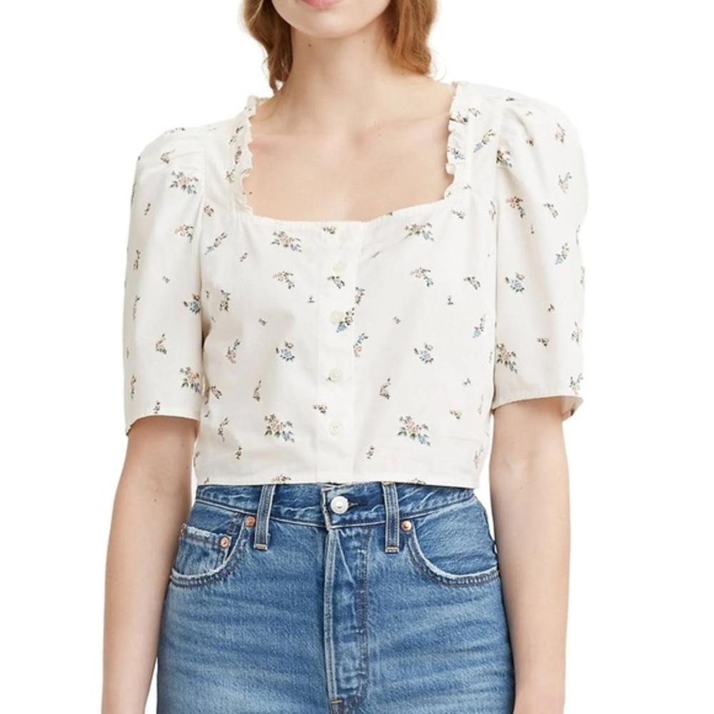 Levis Womens Floral Button Up Blouse Size M